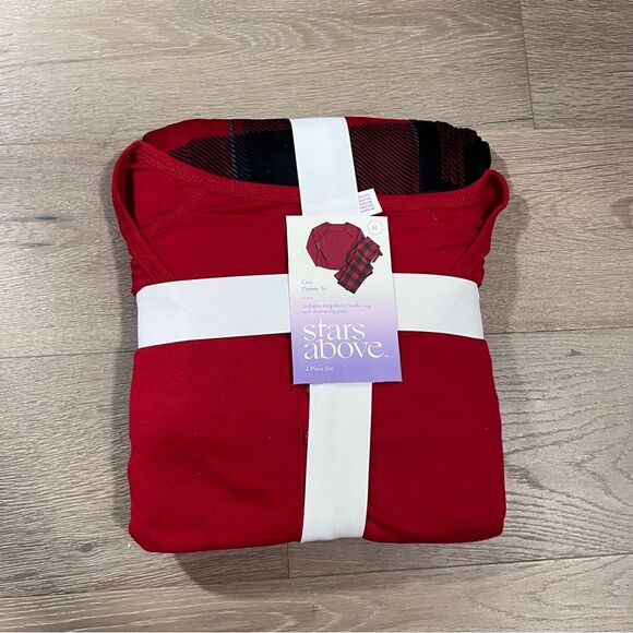 Stars Above Red Black Plaid Pajama Gift Set PJs XL - Picture 4 of 7